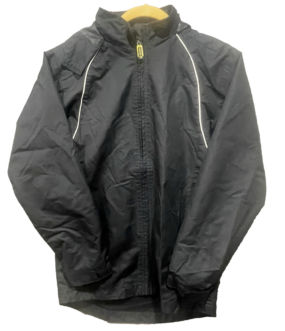 Diadora Rain-Windbreaker Black Jacket Zip-Up Soccer Futbol Youth Med